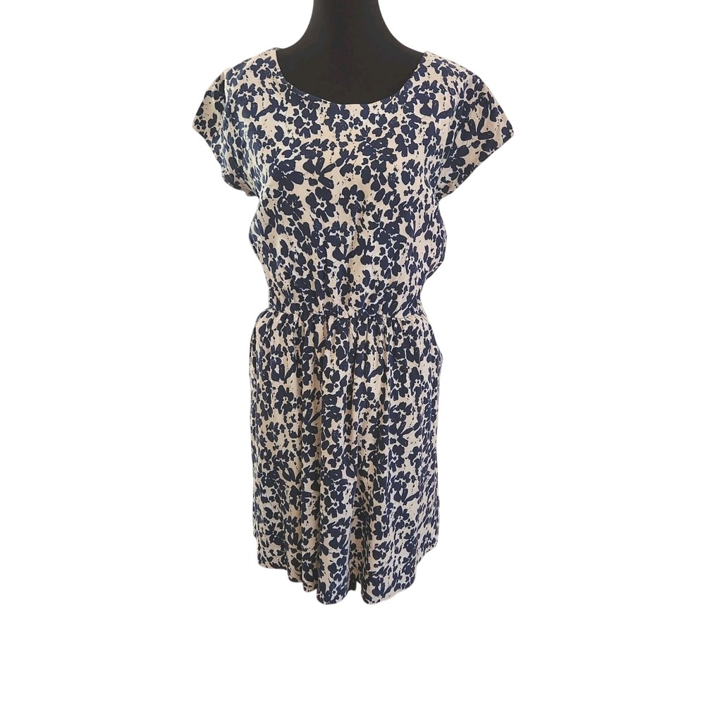 Gap Short Sleeve Abstract‎ Floral Dress Pockets Small Tall Modest